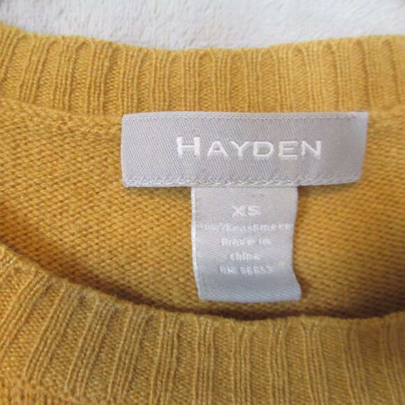 Hayden Womens Cashmere Crew Neck Long Sleeve Pullover Sweater Mustard Yellow XS - Picture 4 of 7